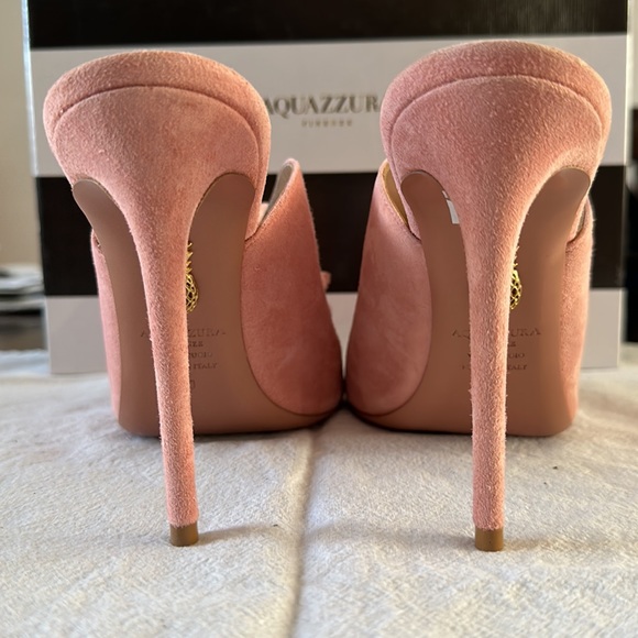 Aquazurra Pink Suede Mules - Picture 4 of 6